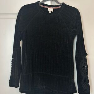 Knox Rose Black Velvet Long Sleeve Top